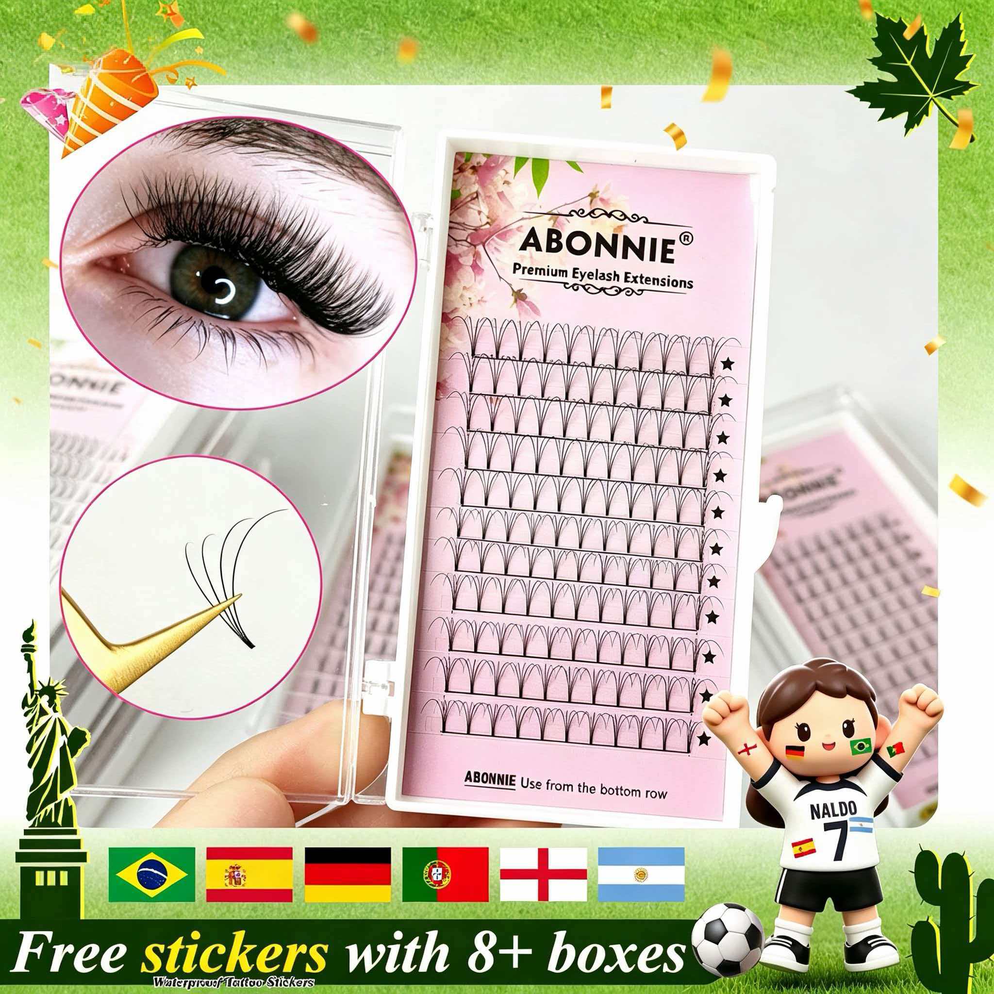 Eyelash Extension Russian Volume - Abonnie 6D Narrow Fan Premade Fans
