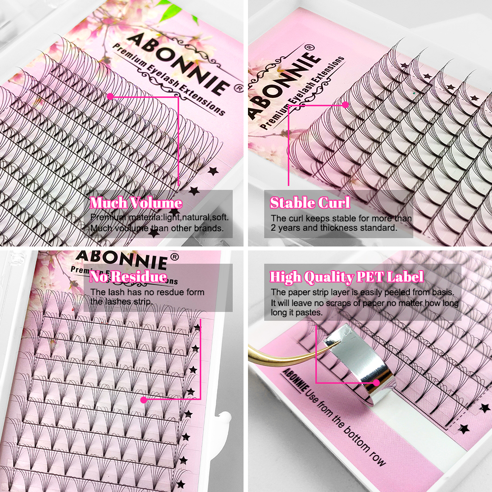 ABONNIE 3D/4D/5D/6D Long Stem  - Eyelash Extension Russian Volume 评论和价格