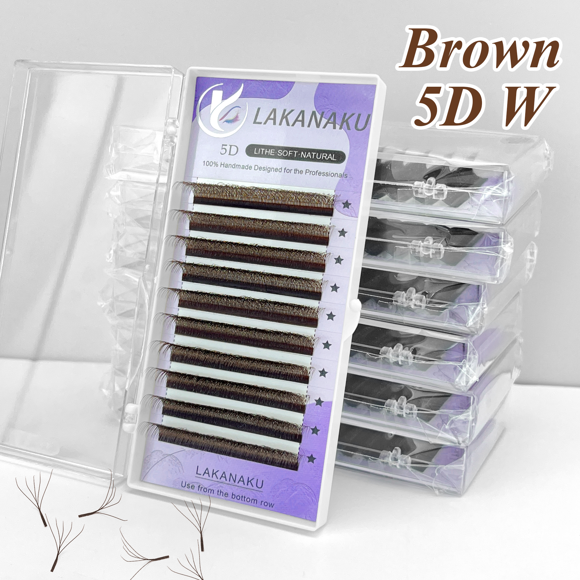 LAKANAKU M Curl Brown 5D W Sty - Eyelash Extension Volume Styles 评论和价格