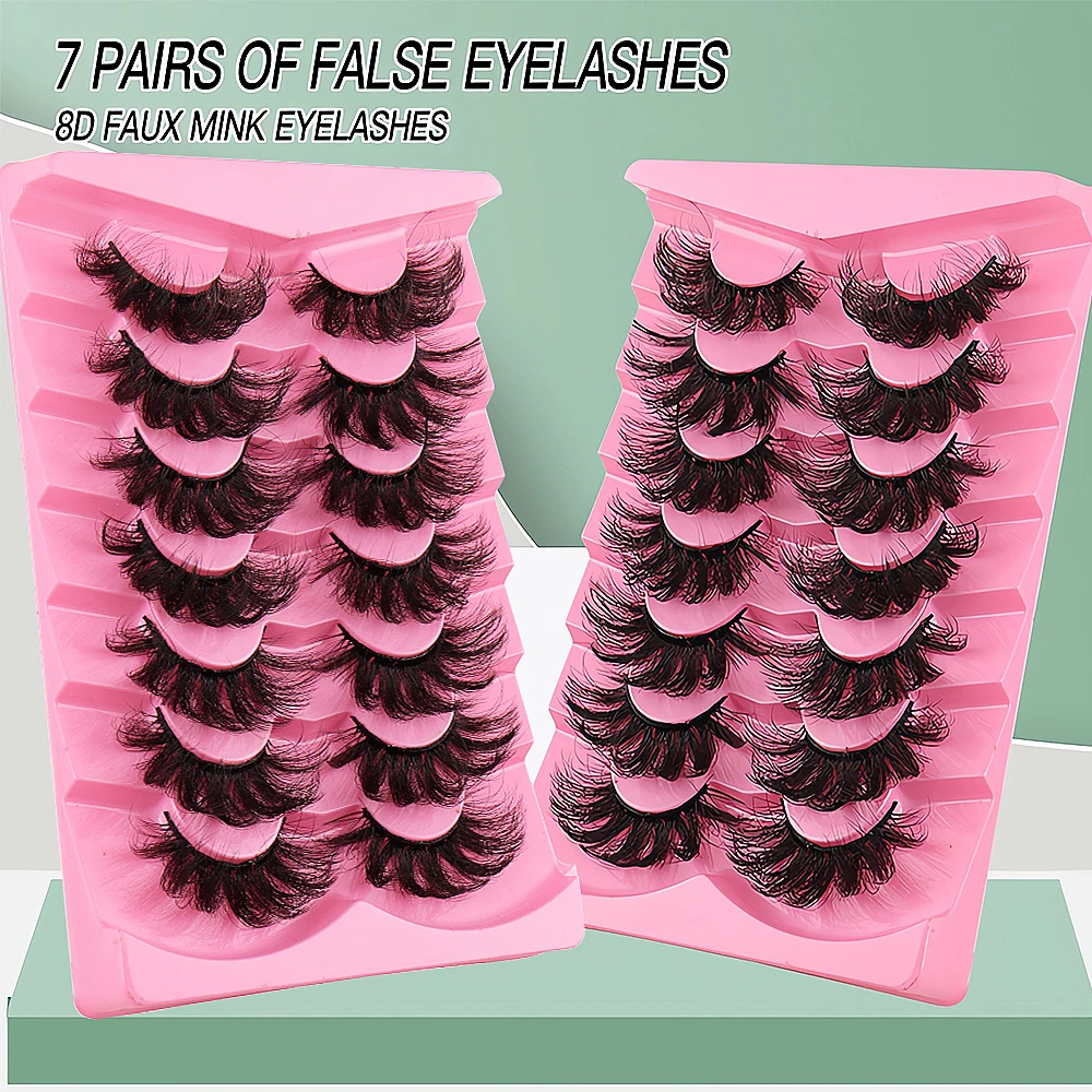 7 Pairs Faux Mink Eyelashes Lo - Eyelash Extension Last 评论和价格