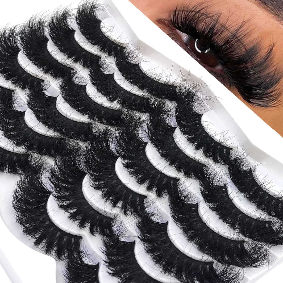 12 pairs of fake mink eyelashe - Eyelash Extension Last 评论和价格