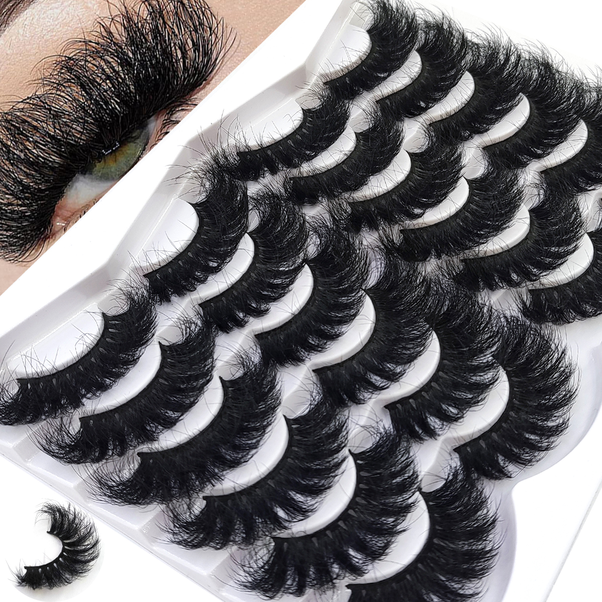 12 pairs of fake mink eyelashe - Eyelash Extension Last 评论和价格