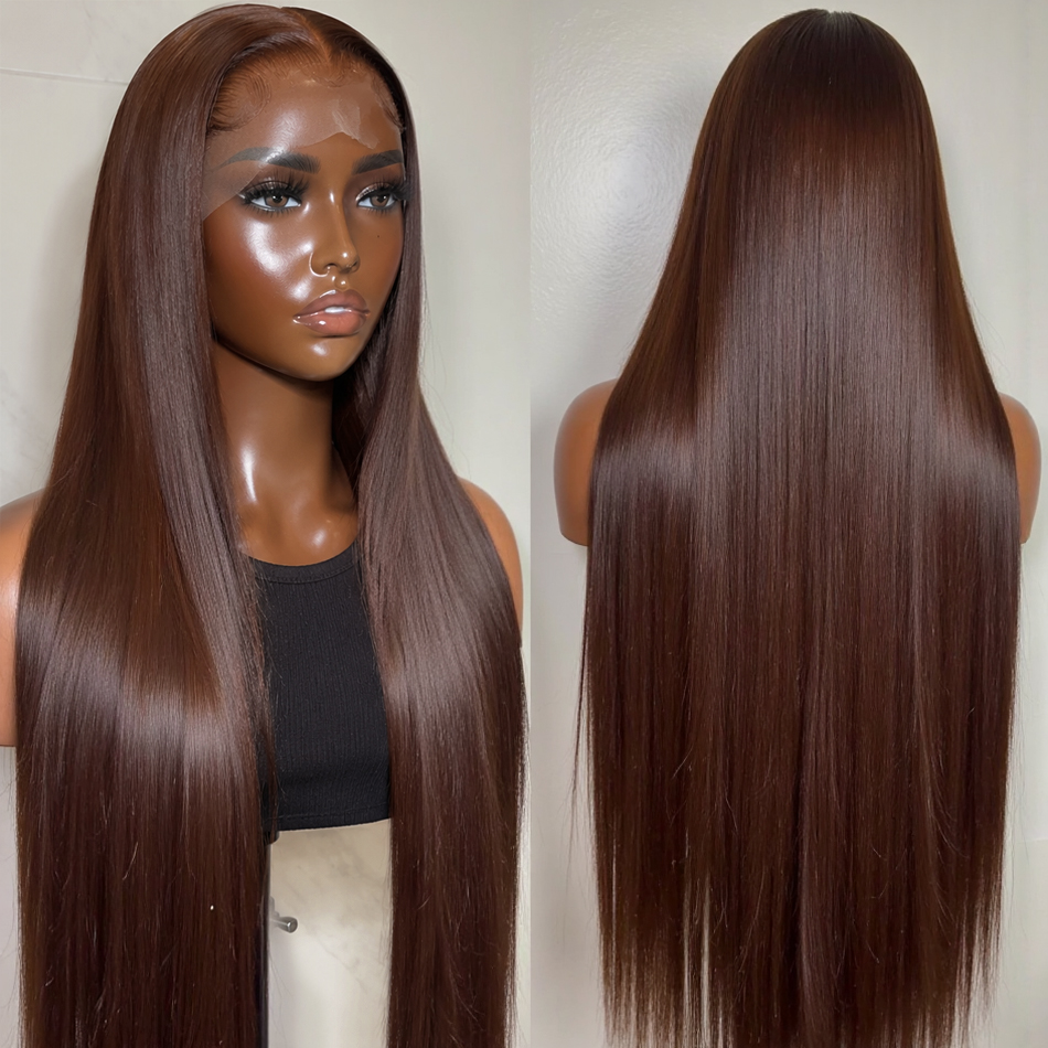 HD Chocolate Brown 13x4 Straig - Eyelash Extension Natural Look 评论和价格