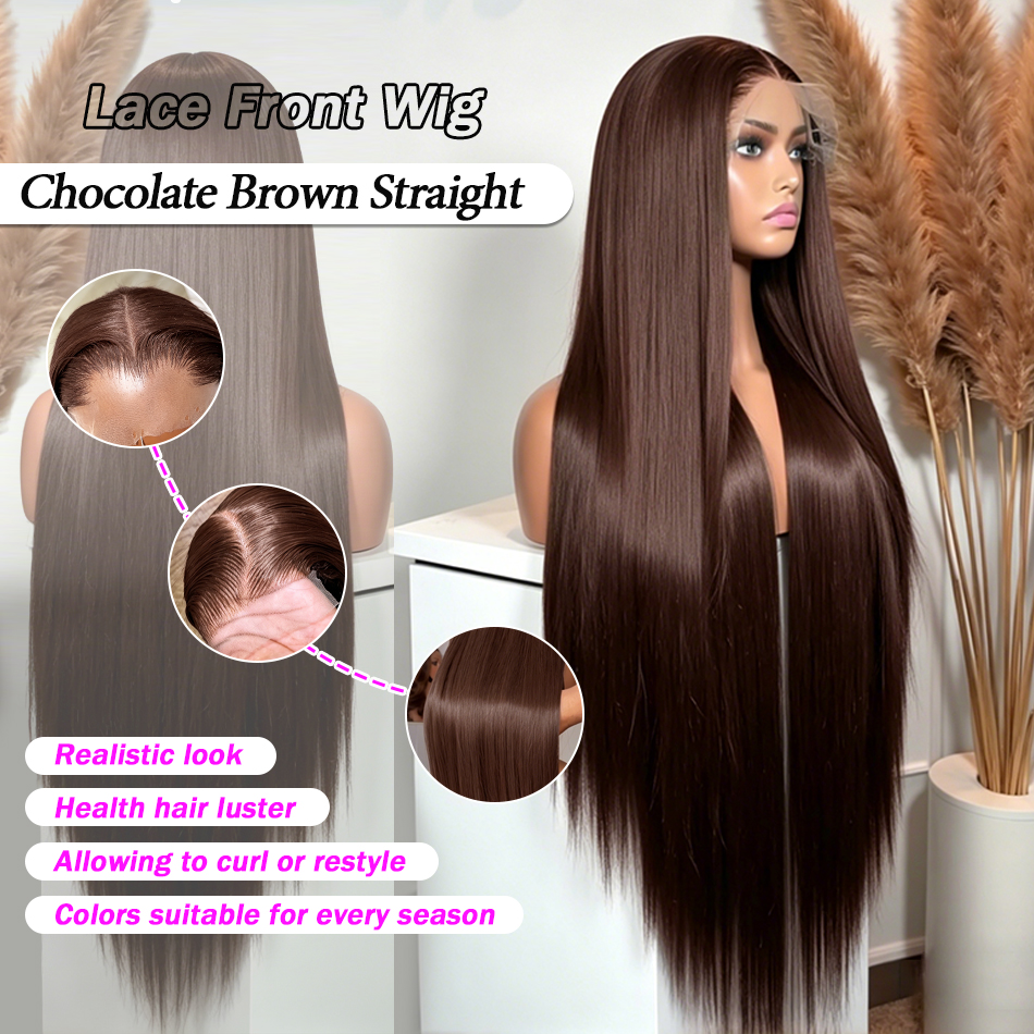 HD Chocolate Brown 13x4 Straig - Eyelash Extension Natural Look 评论和价格