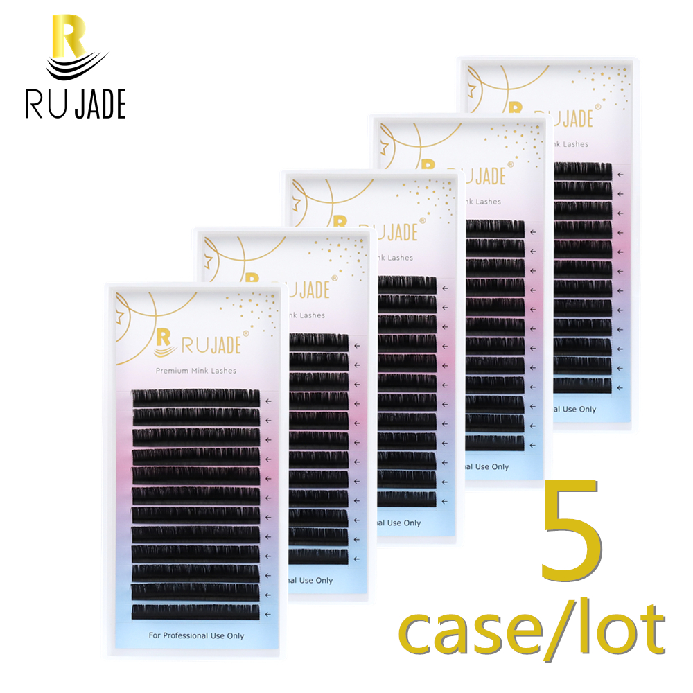 RUJADE 5 Cases/Lot False Eyela - Eyelash Extension Russian Volume 评论和价格